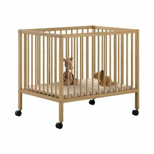 Kojec dla dzieci z litego drewna bukowego z regulowaną wysokością/na kółkach 95x75 cm w naturalnym kolorze Dino – Vipack obraz