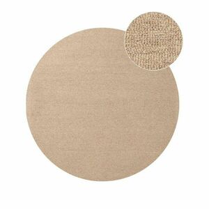 Wełniany okrągły dywan tkany ręcznie w naturalnym kolorze ø 200 cm Puristic Knots – Elle Decoration obraz