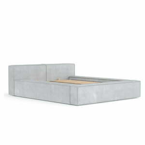 Jasnoszare tapicerowane łóżko dwuosobowe ze schowkiem i stelażem 180x200 cm Voliera – Maison de Rêve obraz