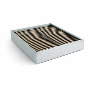 Jasnoszare tapicerowane łóżko dwuosobowe ze schowkiem/bez zagłówka ze stelażem 140x200 cm Susan – Micadoni obraz