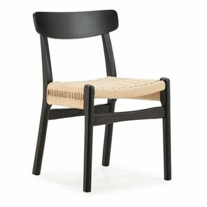 Czarne krzesła zestaw 2 szt. z litego drewna kauczukowego Biel – MOME obraz