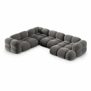 Szary aksamitny narożnik (lewostronny/w kształcie litery U) Loretto – Cosmopolitan Design obraz