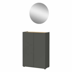 Antracytowy zestaw do przedpokoju w dekorze dębu 74x200x33 cm Alviano – Germania obraz