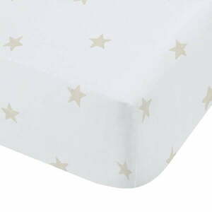 Biało-beżowe bawełniane prześcieradło dziecięce do łóżeczka z gumką 70x140 cm Mini Star & Stripes – Bianca obraz