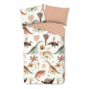 Brązowo-beżowa bawełniana pościel dziecięca jednoosobowa 140x200 cm Dino – Good Morning obraz