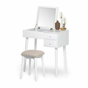 Biała toaletka z lustrem, schowkiem na biżuterię i 2 szufladami Bonami Essentials Beauty obraz
