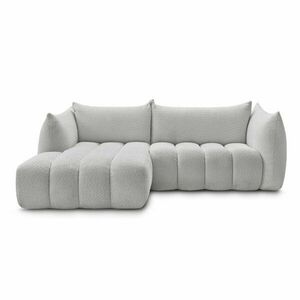 Jasnoszary narożnik z materiału bouclé (lewostronny/z szezlongiem) Azra – Bobochic Paris obraz