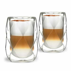 Zestaw 2 szklanek z podwójną ścianką do latté Vialli Design Geo, 350 ml obraz