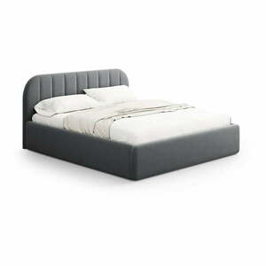 Szare tapicerowane łóżko dwuosobowe ze schowkiem ze stelażem 200x200 cm Juno – Windsor & Co Sofas obraz