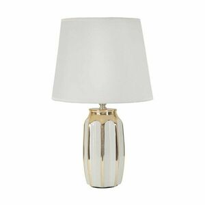 Ceramiczna lampa stołowa w biało-złotym kolorze z tekstylnym kloszem (wysokość 40, 5 cm) Cassy – Mauro Ferretti obraz