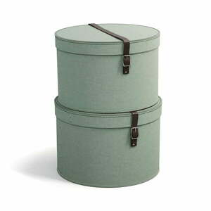 Zielononiebieskie kartonowe pojemniki zestaw 2 szt. z pokrywką ø 37, 5x25, 5 cm Rut Canvas Paper Laminate – Bigso obraz