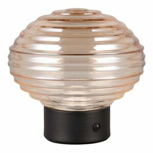 Czarno-beżowa lampa stołowa LED ze ściemniaczem i szklanym kloszem (wys. 14, 5 cm) Earl – Reality obraz