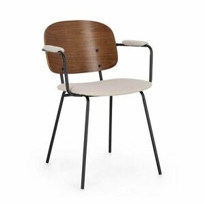 Brązowe/beżowe tapicerowane krzesło z podłokietnikami Sienna – Bizzotto obraz