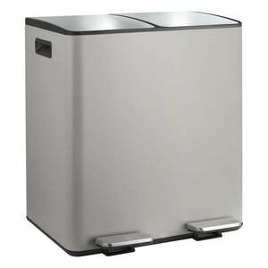 Szarobrązowy stalowy kosz na śmieci 2x20 l do segregacji odpadów/z pedałem Aliya – Spirella obraz