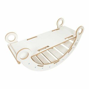 Biała huśtawka z litego drewna sosnowego 39x75x38 cm Montessori – Meowbaby obraz