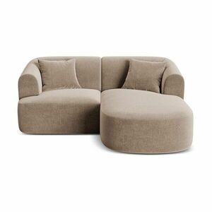 Jasnobrązowy aksamitny narożnik (prawostronny/z szezlongiem) Campi – Cosmopolitan Design obraz