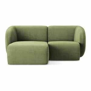 Zielony narożnik z tkaniny szenilowej (lewostronny/z szezlongiem) Lani – Makamii obraz