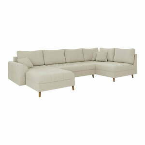 Kremowy sztruksowy narożnik (lewostronny/w kształcie litery U) Ariella – Ropez obraz