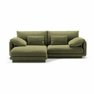 Jasnozielony aksamitny narożnik (lewostronny/z szezlongiem) Torino – Micadoni obraz