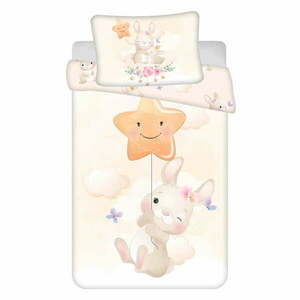 Żółta bawełniana pościel dziecięca do łóżeczka 100x135 cm Bunny "Star" – Jerry Fabrics obraz