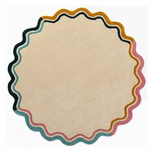 Wełniany okrągły dywan tkany ręcznie w naturalnym kolorze ø 180 cm Leo Scallop – Flair Rugs obraz