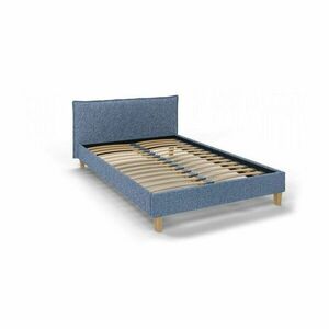 Niebieskie tapicerowane łóżko dwuosobowe ze stelażem 140x200 cm Tina – Ropez obraz