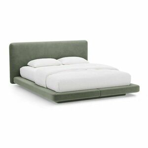 Zielone tapicerowane łóżko dwuosobowe 180x200 cm Linea – Micadoni obraz