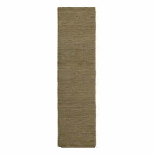 Wełniany chodnik tkany ręcznie w kolorze khaki 80x230 cm Harris Boucle – Flair Rugs obraz