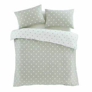 Biało-zielona flanelowa pościel jednoosobowa 135x200 cm Polka Dot – Catherine Lansfield obraz