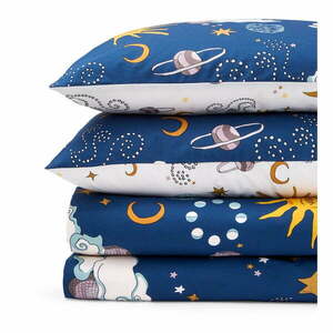 Biało-niebieska bawełniana pościel dwuosobowa 230x220 cm Disco Space – Their Nibs obraz