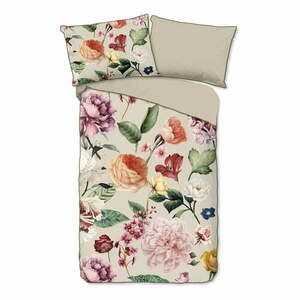 Beżowa pościel jednoosobowa z satyny bawełnianej 140x200 cm – Descanso obraz