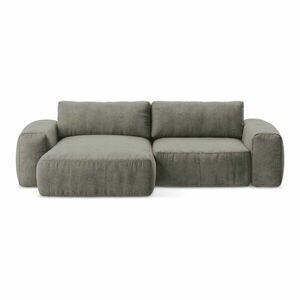 Szary rozkładany narożnik z tkaniny szenilowej (lewostronny/z szezlongiem) Kuki – Makamii obraz