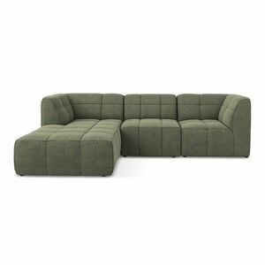 Zielony narożnik z materiału bouclé (lewostronny/z szezlongiem) Aloha – Makamii obraz