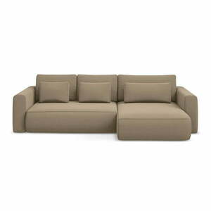 Jasnobrązowy aksamitny rozkładany/ze schowkiem narożnik (prawostronny/z szezlongiem) Kapua – Makamii obraz