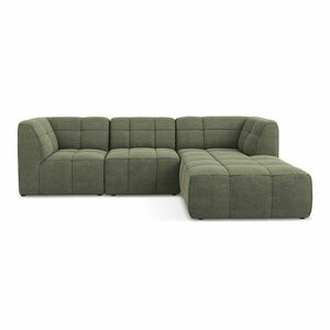 Zielony narożnik z materiału bouclé (prawostronny/z szezlongiem) Aloha – Makamii obraz