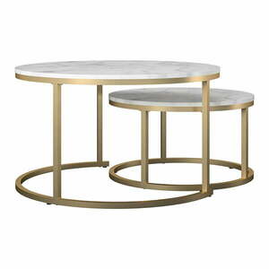 Okrągłe stoliki w biało-złotym kolorze w dekorze marmuru zestaw 2 szt. ø 79 cm Amelia – CosmoLiving by Cosmopolitan obraz