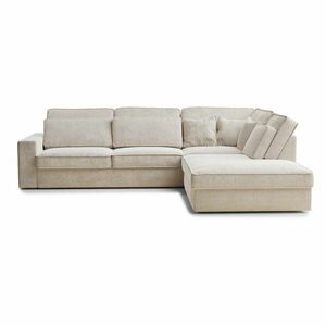 Kremowy narożnik z tkaniny szenilowej (prawostronny/w kształcie litery L) Kirou – Maison de Rêve obraz