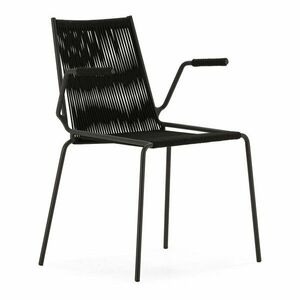 Czarne metalowe krzesła zestaw z podłokietnikami/sztaplowane 2 szt. Emily – Marckeric obraz