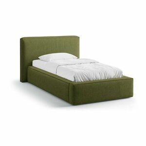 Zielone tapicerowane łóżko jednoosobowe ze schowkiem i stelażem 90x200 cm Jodie – Micadoni obraz