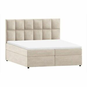 Beżowe łóżko boxspring ze schowkiem 200x200 cm Flip – Ropez obraz