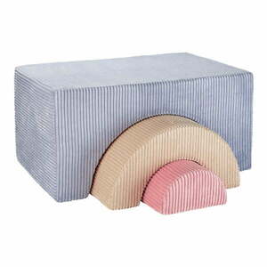 Niebieski sztruksowy piankowy plac zabaw 75x49x37 cm Rainbow Montessori – Wigiwama obraz