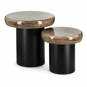 Okrągłe stoliki zestaw z litego drewna mango 2 szt. ø 45 cm Talin – Bizzotto obraz