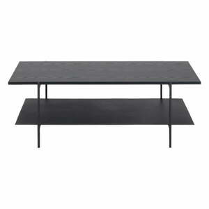 Czarny stolik z blatem w dekorze drewna jesionu Actona Angus obraz