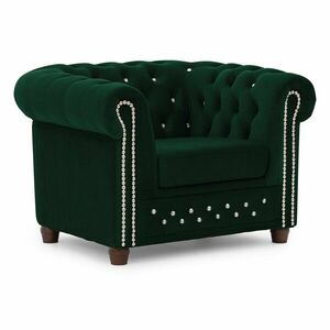 Zielony aksamitny fotel typu chesterfield York Blik – Ropez obraz