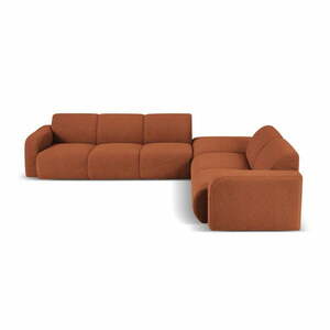 Brązowy narożnik z materiału bouclé (prawostronny) Molino – Micadoni Home obraz