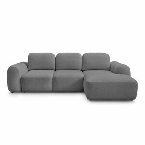 Szary rozkładany narożnik z materiału bouclé ze schowkiem (prawostronny/z szezlongiem) Montaigne – Bobochic Paris obraz