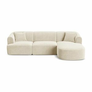 Beżowy aksamitny narożnik (prawostronny/z szezlongiem) Campi – Cosmopolitan Design obraz