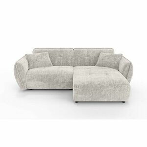 Beżowy narożnik z tkaniny szenilowej (prawostronny/z szezlongiem) Nelia – Ropez obraz