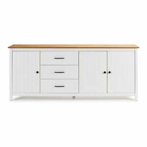 Biała niska komoda z litego drewna sosnowego 190x80 cm Miranda – Marckeric obraz