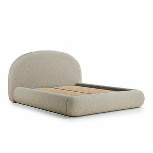 Beżowe tapicerowane łóżko dwuosobowe ze schowkiem i stelażem 180x200 cm Maumere – Maison de Rêve obraz